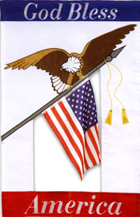 View God Bless America Applique Flag 28"x44" - 15838EG
