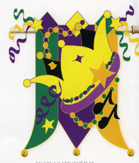 View Mardi Gras Deluxe 3-D Applique Garden Flag 12"x16" - 16178EG