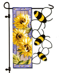 Country Sunflowers Sculpted Applique Garden Flag 12.5"x18"