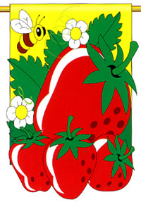 View Strawberries Applique Flag 28"x44" - 17011tg