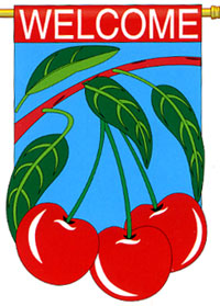View Cherries 3-D Nylon Applique Flag 28"x44" - 17012TG