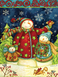View Snowman Family Flag 28"x40" - 1711CD