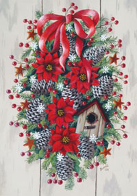 View Pinecones & Poinsettia Flag 28"x40" - 1715CD