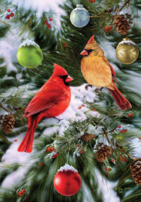 View Cardinals & Ornaments Flag 28"x40" - 1718CD