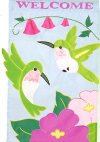 View Hovering Hummingbirds Applique Flag 28"x44" - 23834