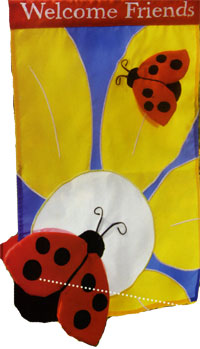 View Ladybug Welcome Applique Flag 28"x44" - 23841