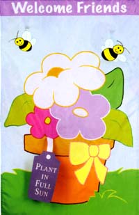 View Potted Plant Applique Flag 28"x44" - 23923