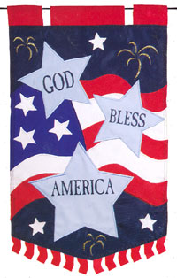 View God Bless America Applique Flag 28"x44" - 23964
