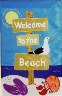 View Welcome to the Beach Applique Flag 28"x44" - 23988