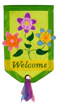 Welcome Trio Applique Flag 28"x44"