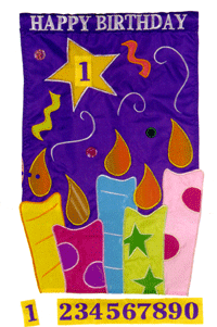 View Happy Birthday Applique Garden Flag with Velcro Numbers 11.5"x18" - 25598