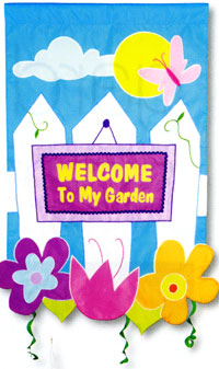 Welcome Garden Fence Applique Garden Flag 11.5"x18"