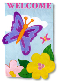 View Butterfly Haven Applique Flag 28"x44" - 26106