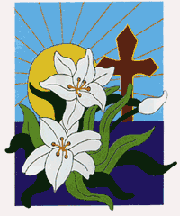 View Cross & Lillies Applique Garden Flag 12"x16" - 016CF