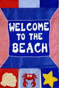 Welcome To The Beach Applique Flag 28"x44"