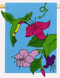 View Hummingbird  with Honeysuckles Nylon Applique Flag 28"x40" - 2647CF