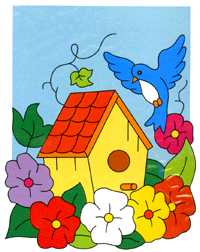 View Bird & Birdhouse Applique Flag 28"x40" - 2654CF