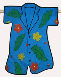 Blue Hawaiin Shirt Applique Garden Flag 12"x18"