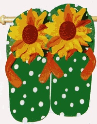 View Green Flip Flops Applique Garden Flag 12"x18" - 030CF
