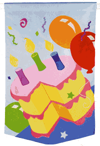 View Birthday Surprise Applique Garden Flag 11.5"x18" - 27242