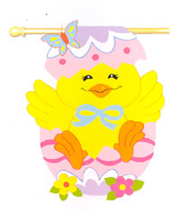 View Chick in Egg Sculpted Applique Flag 28"x40" - 2752CF