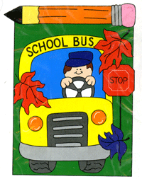 View School Bus Applique Garden Flag 12"x18" - 085CF