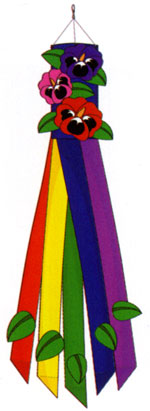 View Pansies Applique Windsock 12"x60" - 28021TG