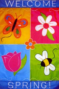 View Welcome Spring Applique Garden Flag 12"x18" - 129CF