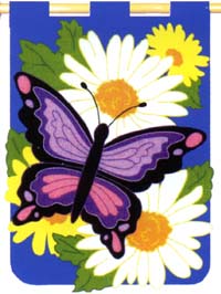 View Purple Butterfly Applique Flag 28"x40" - 2837CF