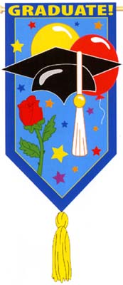 View Blue Graduate Applique Garden Flag 12"x18" - 142CF