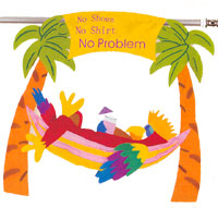 View No Shoes No Shirt No Problem Inflatable Flag 17"x18" - 5207CD