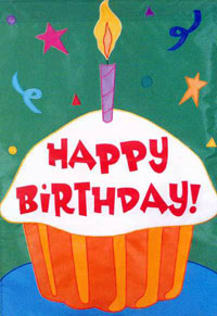 View Birthday Cupcake Applique Flag 28"x40" - 52175A