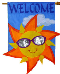 View Welcome Sun Applique Flag 35"x44" - 52807A