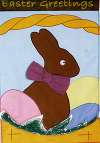 View Bunny Basket 3-D Applique Flag 28"x44" - 62361