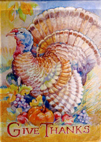 View Give Thanks Turkey Impressions Flag 28"x40" - 79867