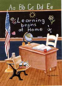 View Learning Begins at Home  School time Flag 28x40" - 9199CD