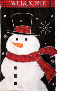 View Snowman Applique Garden Flag 11.5"x18" - 92014