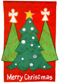 View Christmas Tree Applique Flag 28"x44" - 92099