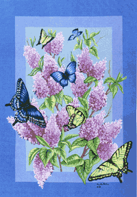 View Lilacs & Butterflys Flag 28"x40" - 9298CD
