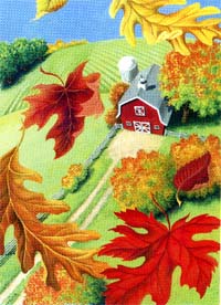 View Barn with Leaves Fall Flag 28"x40" - 9318CD