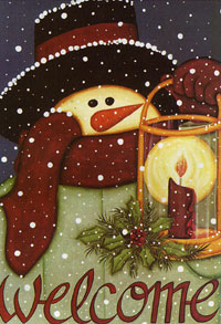 View Snowman with Lantern & Holly Flag 28"x40" - 9326CD