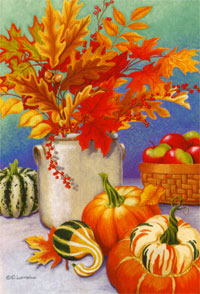 View Autumn Leaves Crock Garden Flag 12.5"x18" - 9332MCD