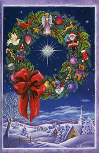 View Wreath Village Flag 28"x40" - 9342CD