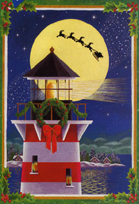 View Santa Lighthouse Flag 28"x40" - 9398CD
