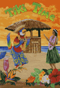 View Tiki Time Parrot Flag 28"x40" - 9444CD
