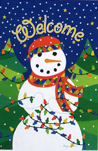 View Snowman Lights Flag 28"x40" - 9527CD