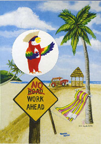 View No Work Ahead  ***3-D*** Flag 28"x40" - 9545CD