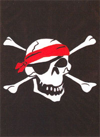 View Crossbones & Skull Pirate Applique Flag 28"x40" - 9556CD