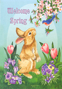 View Welcome Spring Bunny Flag 28"x40" - 9574CD