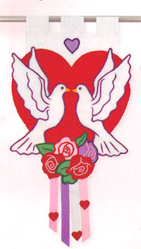 View Love Doves in Heart Applique Sculpted Flag 28"x40" - 9588CD